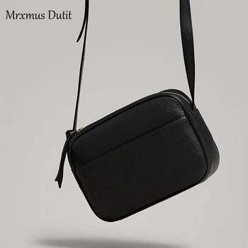 Mrxmus Dutit 2022 Новая сумка-мессенджер из натуральной кожи, сумки для фотоаппаратов, маленькие квадратные сумки, Дикие однотонные Простые повседневные женские сумки через плечо