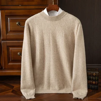 Новый бутик-пуловер 23, мужской свитер с высоким воротом, 100% кашемировый свитер, теплый низ, повседневный кашемировый верх, благородный и элегантный