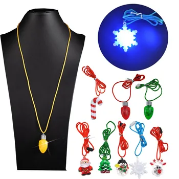 рождественское светящееся ожерелье 5шт, детское мигающее ожерелье с подвеской, Рождественские светящиеся игрушки, детские подарки, товары для вечеринок Xma Glow