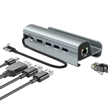 Док-станция USB Type-C для Steam Deck 4k60hz USB3.0 PD60W Зарядная Док-станция 1000M Ethernet Для игрового ПК