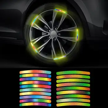 Автомобильная светоотражающая наклейка Повышает безопасность вождения в ночное время с помощью 20 штук универсальных самоклеящихся радужных светоотражающих наклеек на ступицы колес