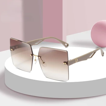 Новые модные Роскошные брендовые Женские солнцезащитные очки без оправы для мужчин, Винтажные дизайнерские солнцезащитные очки в квадратной оправе, Женские очки UV400, солнцезащитные очки