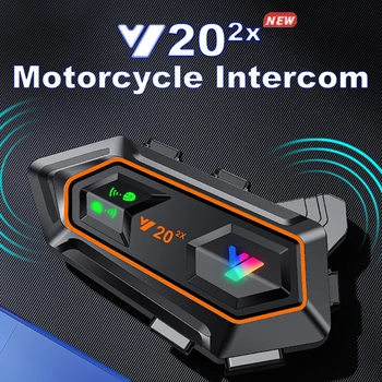 Y20 2x Мотоциклетный шлем внутренней связи Bluetooth-гарнитура Шлем 2 Всадника 1000 м Динамики шумоподавления Коммуникационный Мотоцикл