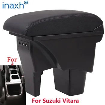 Для Suzuki Vitara Подлокотник, центральный ящик для хранения, автомобильные аксессуары, автомобильные подлокотники, USB светодиодная подсветка, простота установки