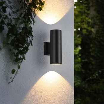 Наружный цилиндрический настенный светильник E27 Up Down Водонепроницаемый Настенный светильник для поверхностного монтажа, Алюминиевые садовые ворота, бра для коридора