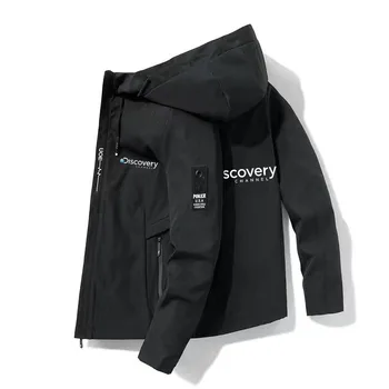 Куртка-бомбер Discovery 2023, мужская ветровка, пальто на молнии, весенне-осенняя повседневная рабочая куртка, модная куртка для приключений на открытом воздухе.