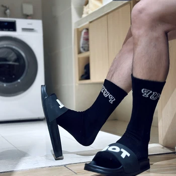 Мужские носки Баскетбольные Calcetines Hombre С надписью Meias, мужские спортивные носки, впитывающие пот, хлопковые повседневные носки для геев