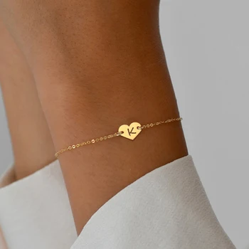 Классический начальный браслет в форме сердца A-Z, женский модный браслет-цепочка из нержавеющей стали, браслет для женщин, подарок ювелирных изделий