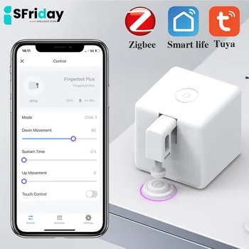 Smart Zigbee 3.0 Fingerbot Plus Tuya Smart Life Control Переключатель Кнопок Толкатель Сенсорных Рычагов Таймер Работы С Google Home Alexa Alice