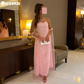 Вечерние платья Booma Pink Mermaid без бретелек с пятнами для официальных мероприятий с накидкой длиной до щиколоток Платья для выпускного вечера для женщин Дубай