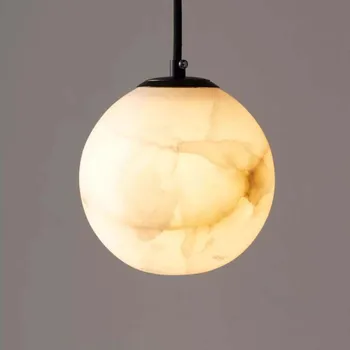 Подвесной светильник с шариком из натурального мрамора Nordic 10, 12, 15 см, медный прикроватный обеденный стол, подвесная лампа, ресторан, кафе, подвесной светильник