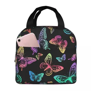 Бабочка, Портативная сумка для ланча с утолщенной изоляцией из алюминиевой фольги 8,5x5x8 дюймов