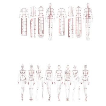 Модная Иллюстрация Линейка Шаблон эскиза Швейная Линейка С гуманоидным рисунком Для измерения одежды Проста в использовании