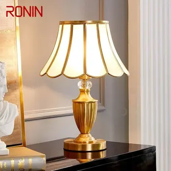 Современная настольная лампа RONIN из латуни и золота, креативная простая светодиодная Роскошная Стеклянная настольная лампа из меди для домашнего кабинета, спальни