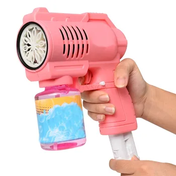 Выдувание мыльных пузырей на открытом воздухе, мощная Полностью автоматическая музыкальная игрушка с подсветкой, детский игрушечный пистолет для мыльных пузырей