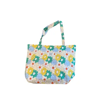 Новая сумка-тоут большой емкости, холщовая сумка с цветочным рисунком в западном стиле, ручная сумка для покупок для студенток оптом