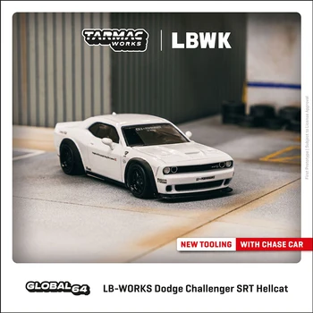 Автомобиль модели Tarmac Works 1: 64 LB-WORKS Dodge Challenger SRT Hellcat из литого под давлением сплава- белый