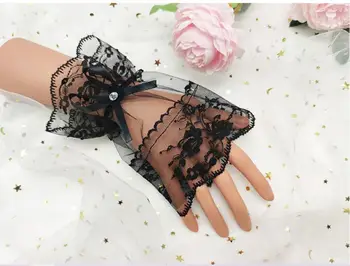 Элегантные кружевные Короткие перчатки без пальцев для девочек-цветочниц, Танцевальные свадебные перчатки