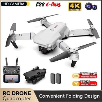 E88 Pro Drone 4K С Широкоугольным Радиоуправляемым Квадрокоптером WIFI FPV HD Камера Фотосъемка Режим Удержания Высоты Складная Рукоятка Мини Радиоуправляемые Дроны Игрушки