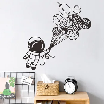 Самоклеящаяся наклейка на стену из ПВХ с изображением астронавта и планеты, черно-белое исследование неизвестных планет, мгновенно меняющая спа