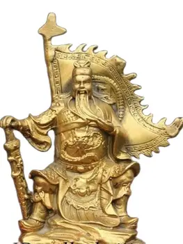 14 СМ Народный Фарфор Китайская Латунь Сиденье Короля Воинов Фэншуй GuanGong Guan Yu God Statue