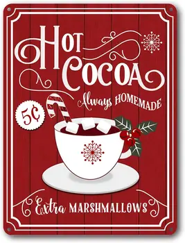 Металлическая жестяная вывеска Happy Christmas, кофейня Red Hot Cocoa, бар, клуб, сад, фермерский дом, Винтажный декор стен внутри и снаружи