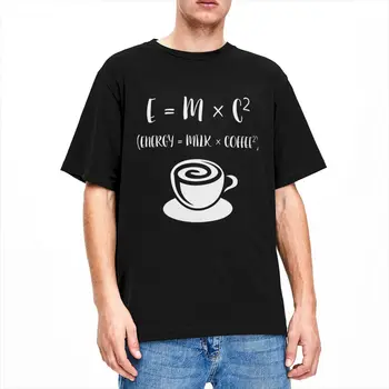 Мужчины Женщины E = MC2 Energy Milk Coffee Shirt Merch Топы из чистого хлопка, Забавные Футболки с коротким рукавом и круглым воротником, Рубашки больших размеров