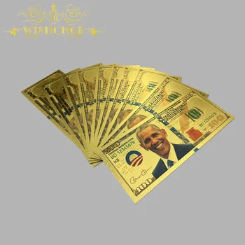 10 шт./лот Банкнота Nice America Barack Obama с позолотой 24 карат для коллекции