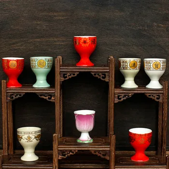 Традиционная керамическая чашка для подачи воды, Бокал для вина в зале Поклонения Будде, Гуаньинь, украшение стола, товары для дома