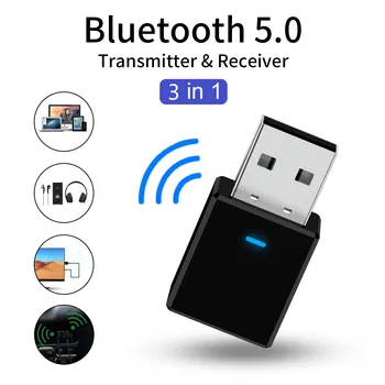 2 in1 USB Bluetooth 5.0 Адаптер Беспроводной приемник Аудио Bluetooth Ключ Беспроводной автомобильный USB адаптер для ПК Ноутбук