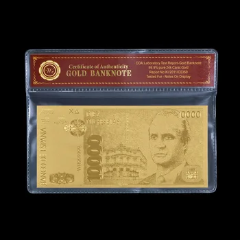 Позолоченная банкнота Испания 10000 песет в рамке Фальшивые деньги Памятная банкнота Сувенир Бизнес Подарок для коллекции