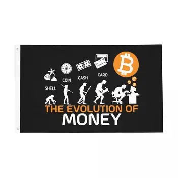 Эволюция денег, Забавный баннер с биткойн-флагом, Полиэфирная криптовалюта, украшение для криптовалюты, прочные флаги размером 2x3, 3x5, 4x6 футов
