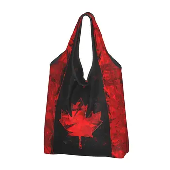 Пользовательские сумки для покупок с флагом Канады Женские портативные Сумки для покупок большой емкости Канадские патриотические сумки для покупок