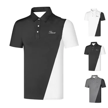 Высококачественная мужская быстросохнущая одежда для гольфа, мужская уличная дышащая спортивная одежда с коротким рукавом, Тонкий модный бренд Polo