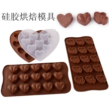Силиконовая форма для шоколада Love Heart Пищевая силиконовая форма для цветов DIY Дизайн выпечки торта Пончики Украшение формы для конфет Кухня