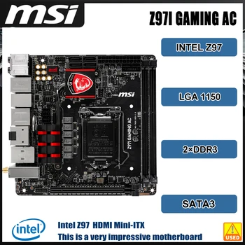 Материнская плата Z97 MSI Z97I GAMING AC LGA 1150 2 × DDR3 16 ГБ Mini-ITX 6 × SATA III USB3.0 PCI-E 3.0 с поддержкой процессора Core i5-4570 i3-4170