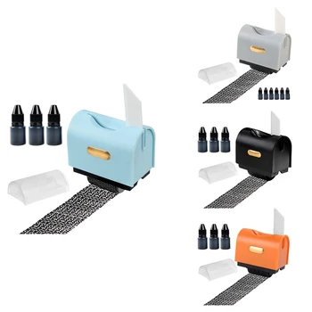 Конфиденциальный роликовый штамп 3 В 1 с выдвижным керамическим лезвием, 3 упаковки сменных чернил, ролик для печати конфиденциальности синего цвета
