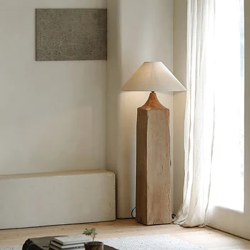 Торшер Китайское ретро Украшение из массива дерева Прикроватная лампа для спальни B & B Гостиная Настольная лампа для кабинета