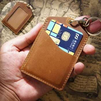 Держатель для карт из натуральной кожи, тонкий чехол для банковских карт, дизайнерские держатели для удостоверений личности в стиле ретро, маленький чехол для защиты кредитных карт
