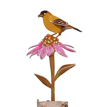 Металлическая садовая птица, ржавые синицы и ягоды, осеннее украшение, Металлическая расписная птица, наружное украшение для забора переднего двора.