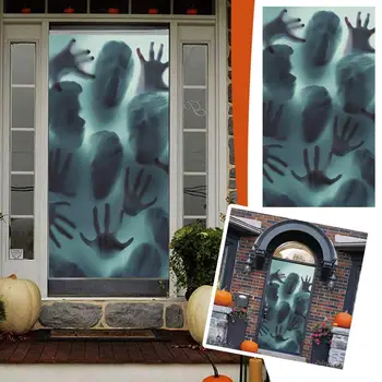 2023 Наклейка для украшения стеклянного окна с ужасом на Хэллоуин, наклейка на стену из ПВХ, самоклеящийся принт, реквизит для дома, рука призрака, деталь V8H8