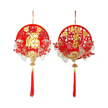 Красное Китайское Новогоднее украшение, настенный кулон с украшением в виде кисточки