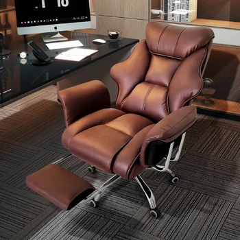 Налокотник, Дизайн спинки офисного кресла, подставка для ног, Роскошное Кожаное офисное кресло с откидной спинкой, Офисная мебель Sillas De Oficina