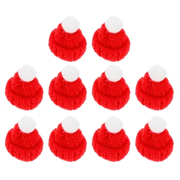 Вязание Рождественской шляпы Санты: Вязание ремесленной шляпы 10шт Шляпа из бутылки Шляпа Снеговика своими руками Елочные украшения для волос своими руками