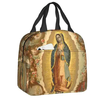Изолированный Ланч-бокс Девы Марии из Гуадалупы для женщин, теплый кулер, Термосумка для ланча, контейнер для пикника, школьной еды, сумка-тоут