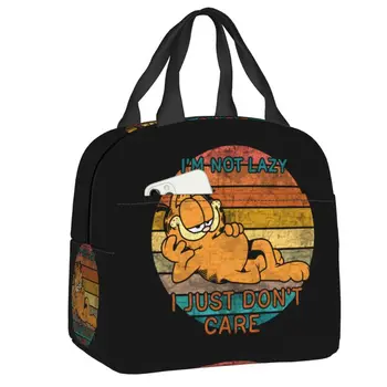 Ретро-сумка для ланча Garfields с термоизоляцией, женская сумка для ланча Kawaii Cat, переносная сумка для ланча для школы, многофункциональная коробка для еды