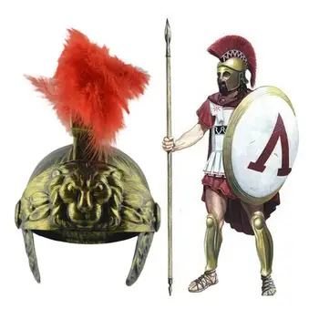 Ретро Пластиковый шлем Шляпа Средневековый Древнеримский Винтажный шлем Перо Льва