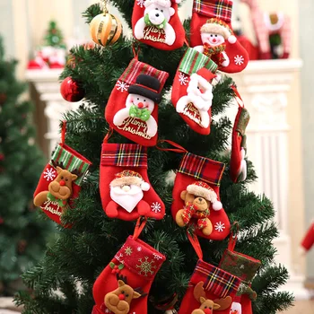 Носки с Рождеством, украшения для Рождественской елки, Рождественский подарок, сумка для конфет, милые ткани в нескольких стилях на выбор