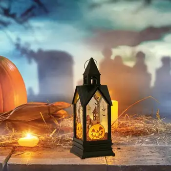 Фонарь на Хэллоуин Светодиодный подвесной фонарь в виде тыквы на Хэллоуин, призрачная лампа, огни замка, лампа на Хэллоуин для вечеринки за столом в помещении