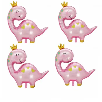 50шт Розовая Корона Динозавр Воздушные шары из фольги для вечеринок, украшения для Дня рождения, Баллоны для животных в джунглях, принадлежности для животных Globos